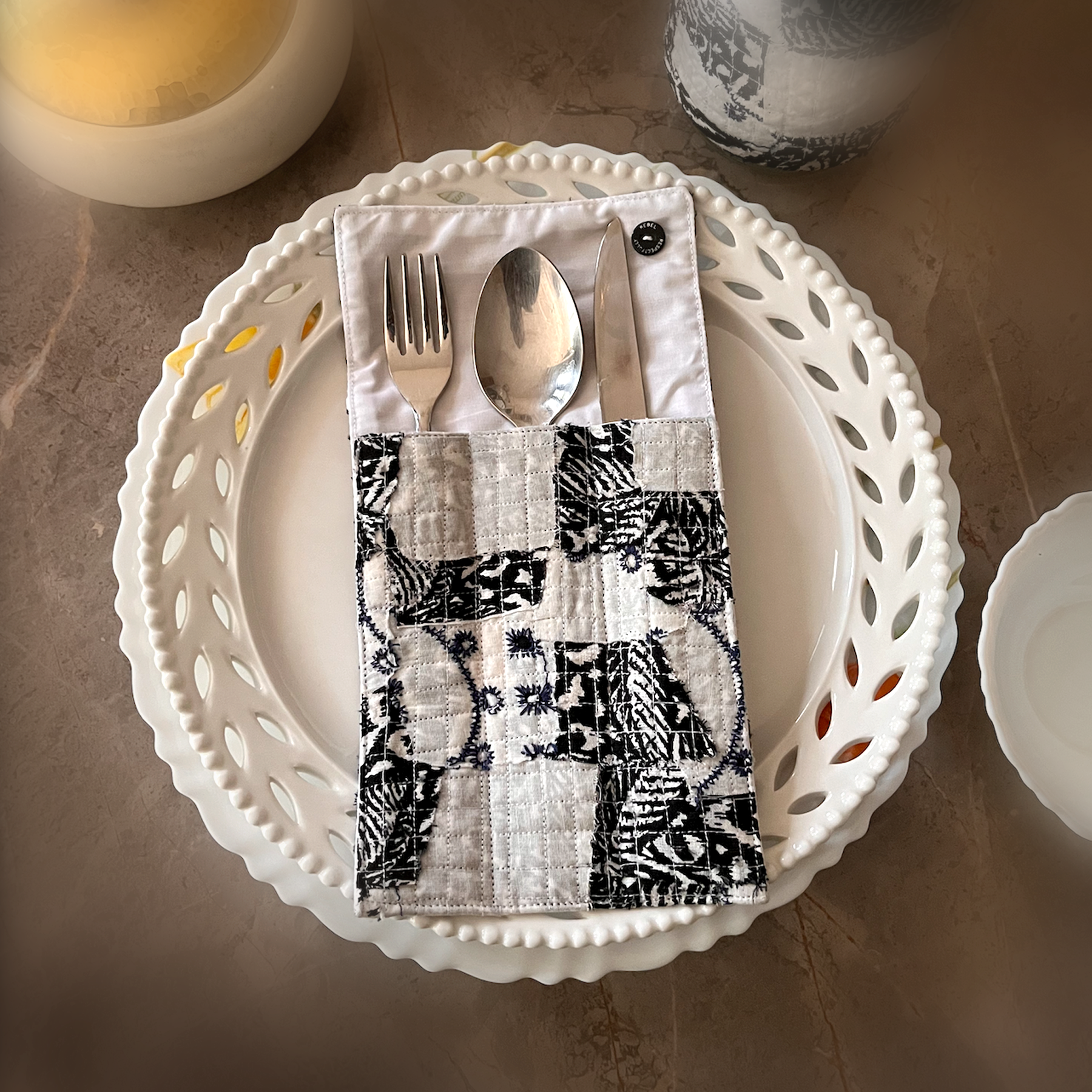 Buy natural fabric cutlery pockets